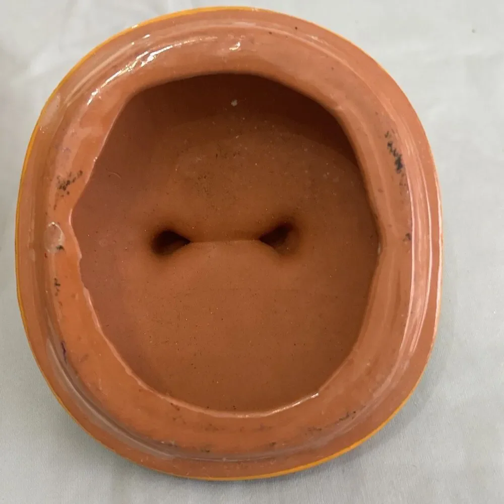 Sugar Skull Jar, Trinket Box With Lid Day of the Dead Mexico Light Orange